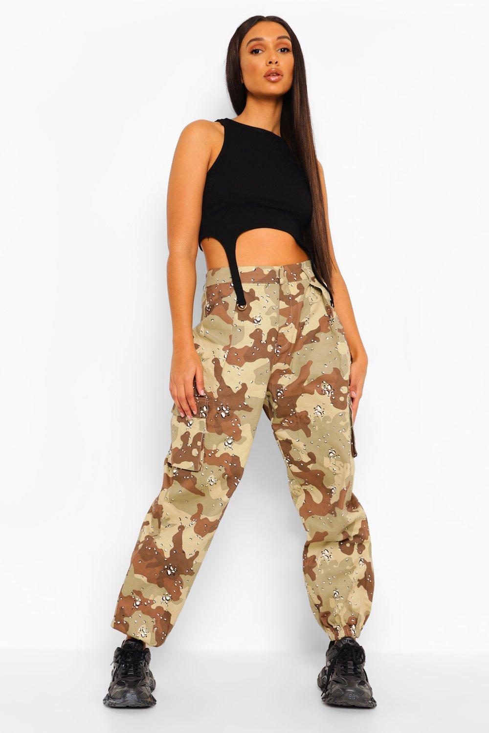 Camo Print Pocket Cargo Pants