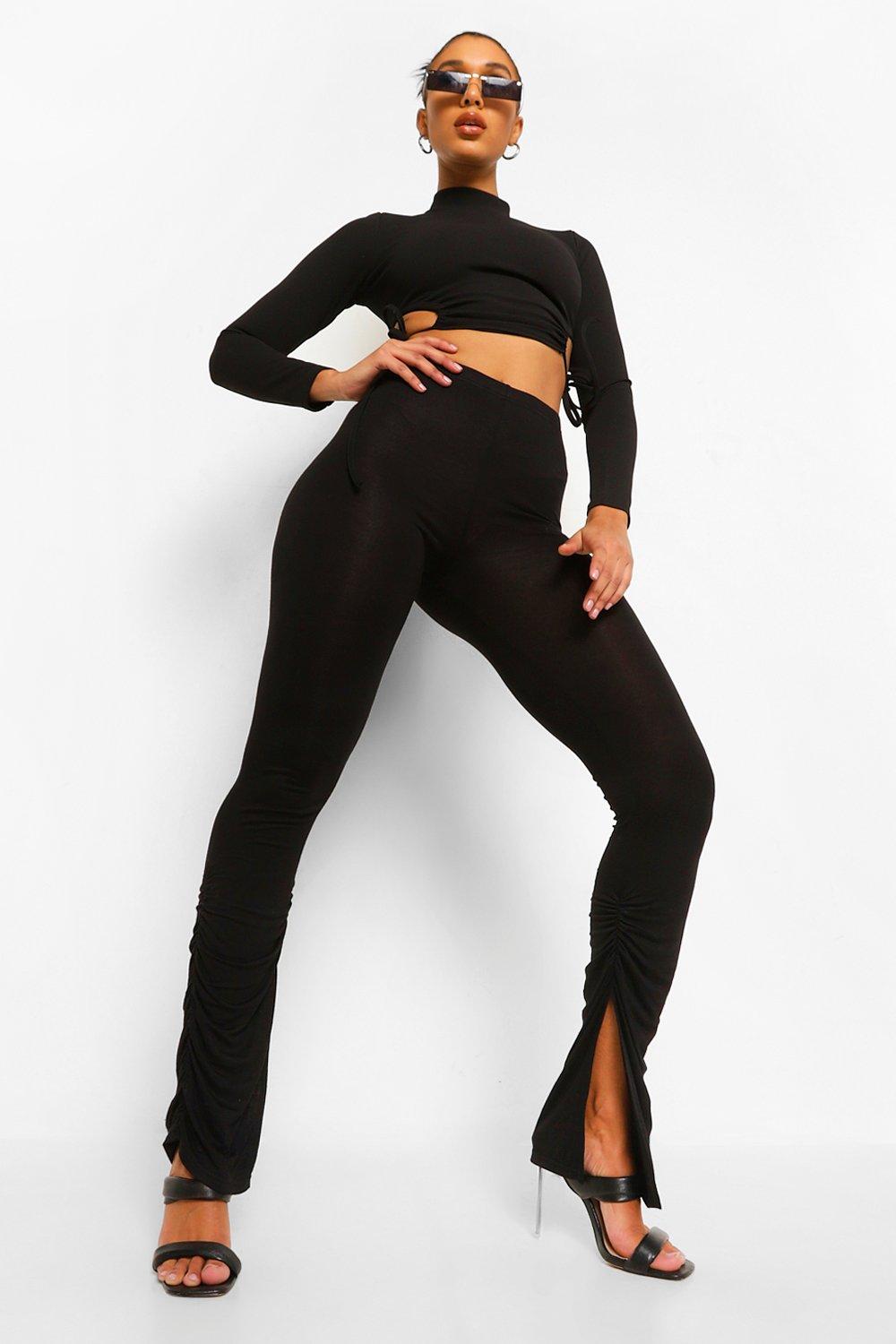 CLASSIC FIT SPLIT HEM LEGGINGS - ONYX