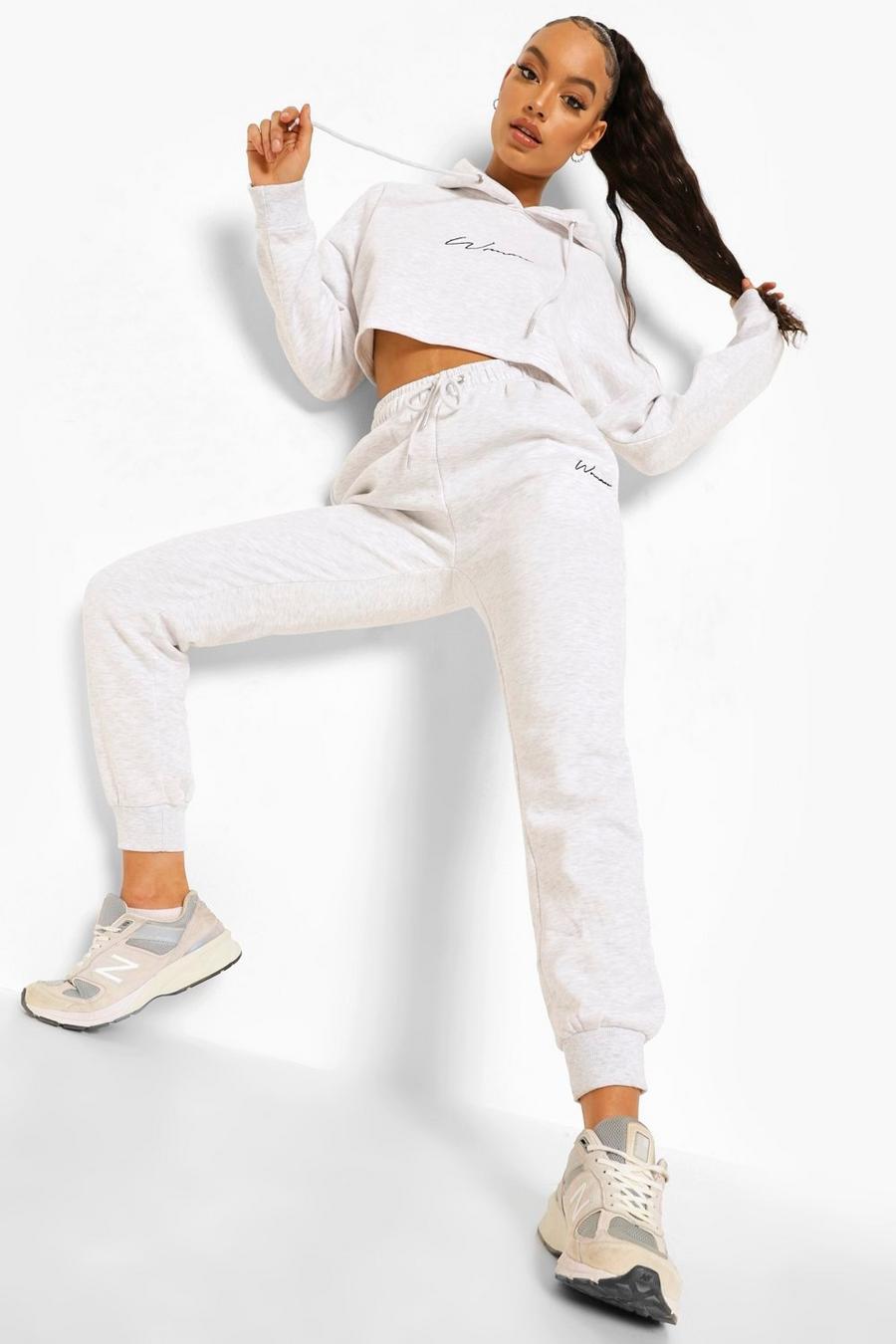 Light grey Woman Embroidered Cropped Tracksuit image number 1