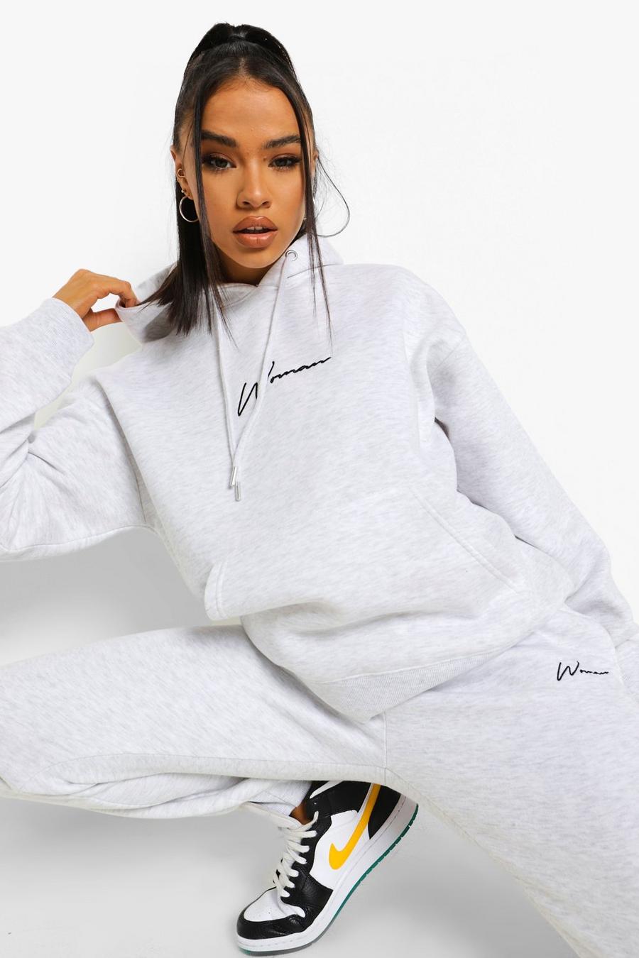 Light grey Woman Embroidered Hooded Tracksuit image number 1