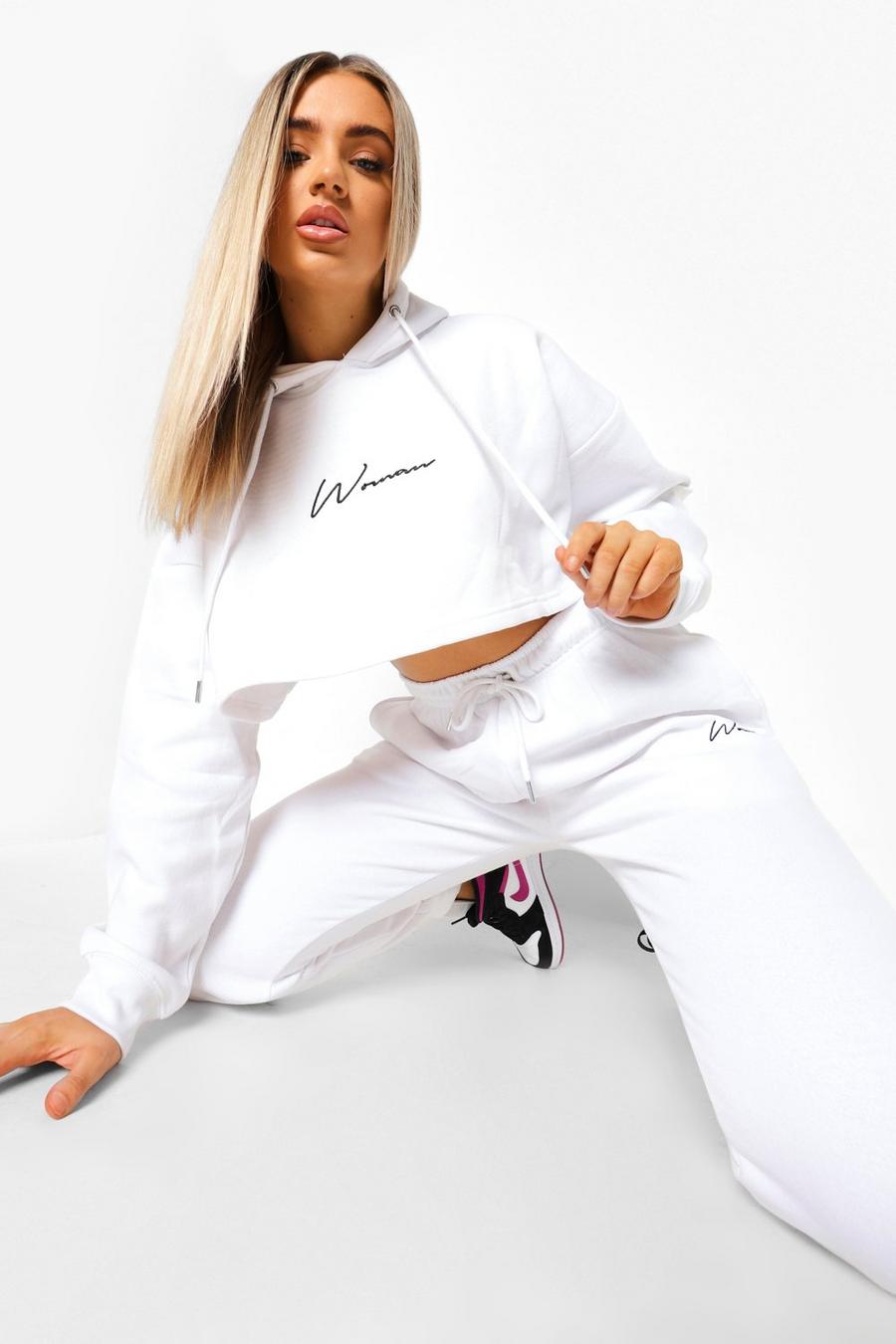 White Woman Embroidered Cropped Tracksuit image number 1