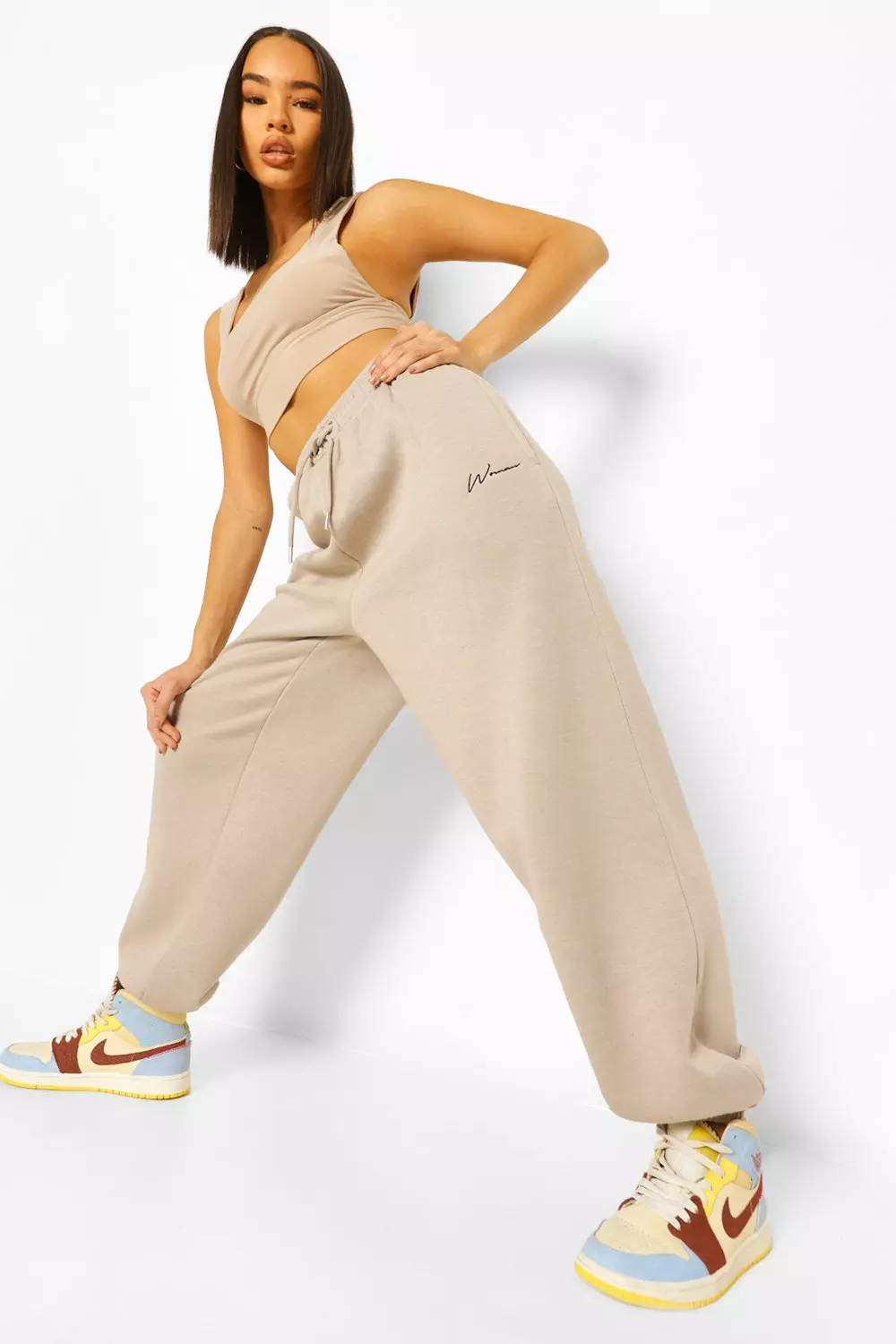 Woman Embroidered Oversized Joggers