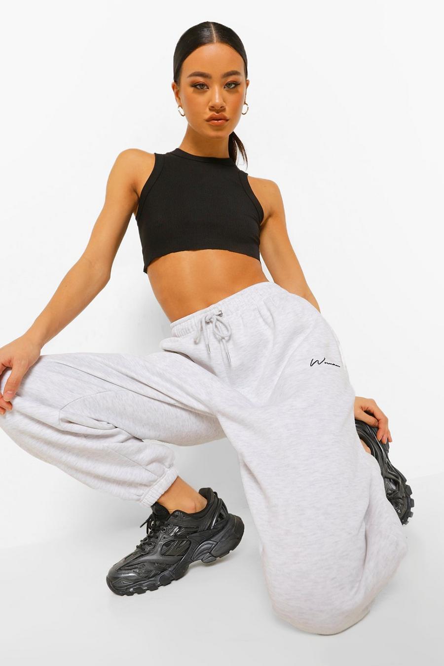Light grey Woman Embroidered Overszied Fit Joggers image number 1