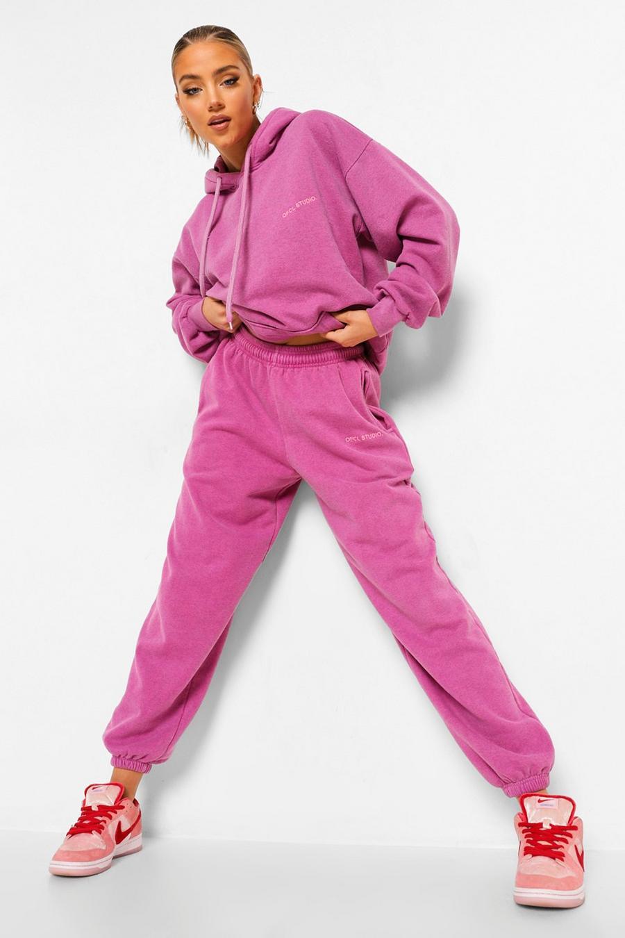 Ofcl Studio überfärbter, melierter Trainingsanzug, Rosa image number 1