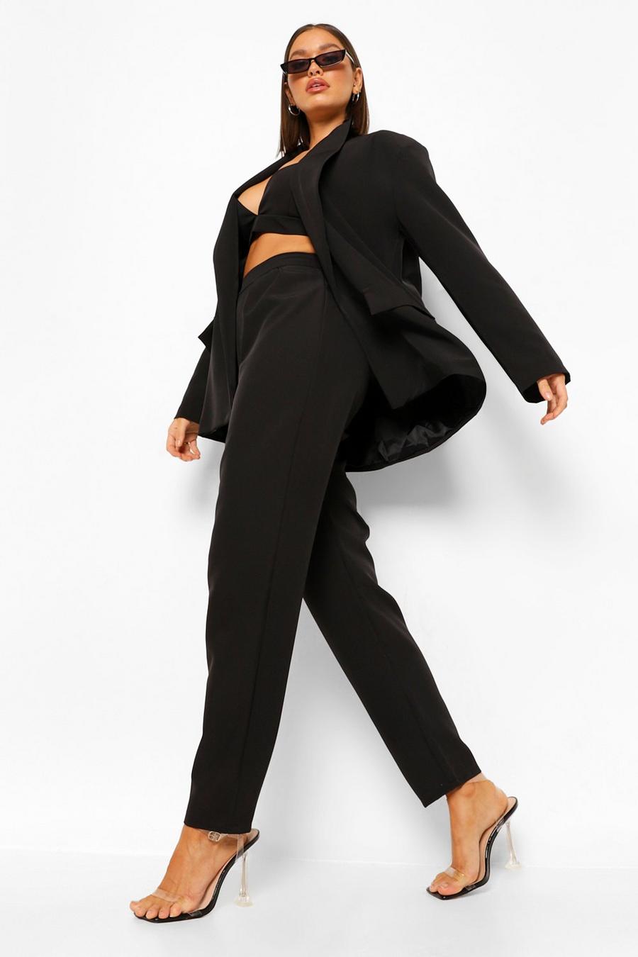 Black Pleat Front Relaxed Pants image number 1
