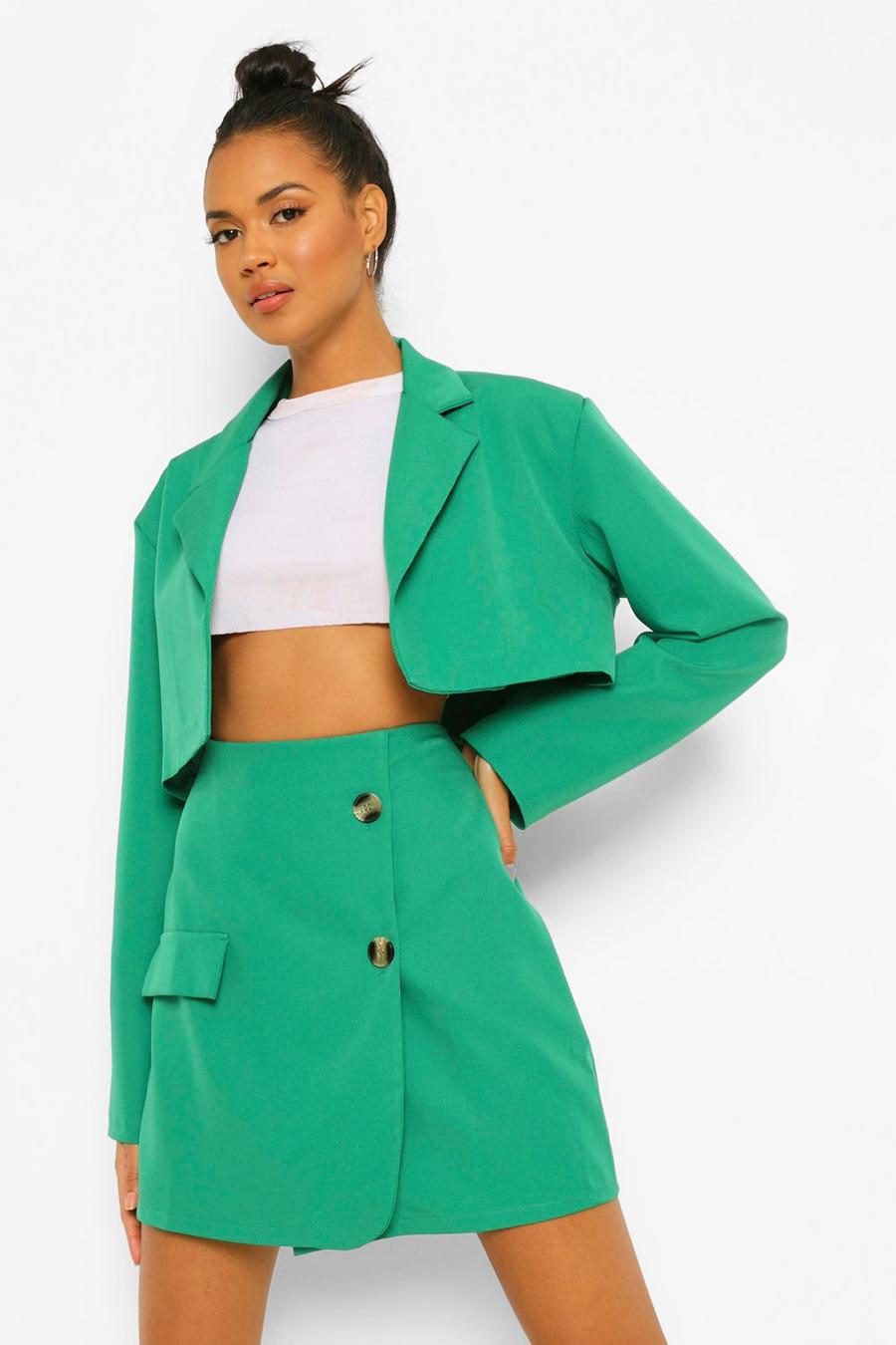 Emerald Cropped Oversized Blazer image number 1