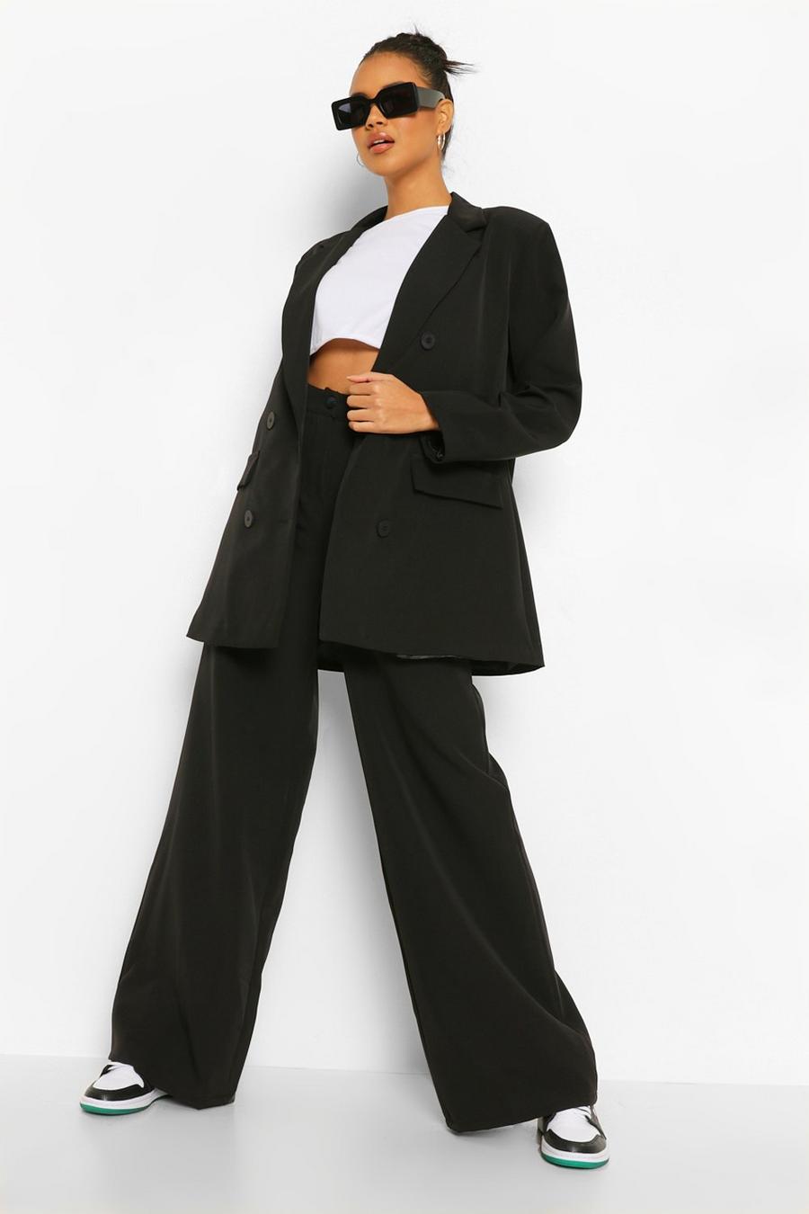 Black Relaxed Wide Leg Pants image number 1