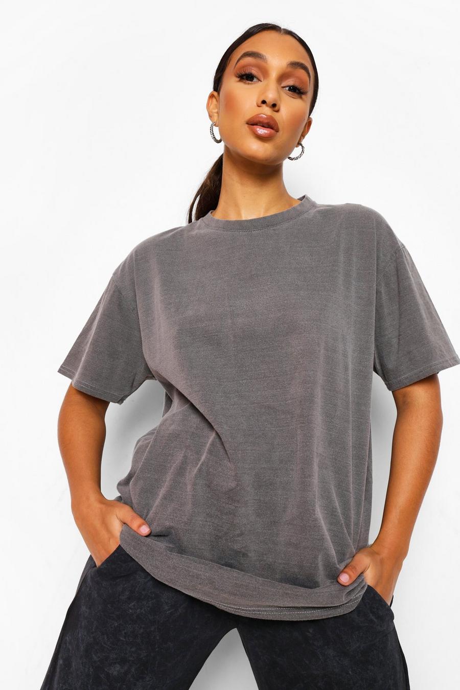 Charcoal Oversize t-shirt med tvättad effekt image number 1
