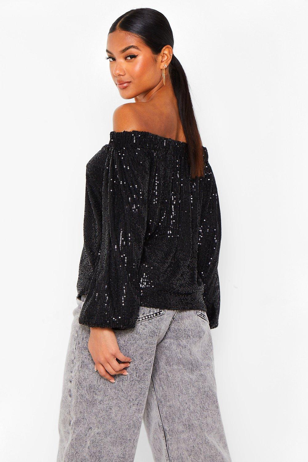 Sequin Off The Shoulder Top