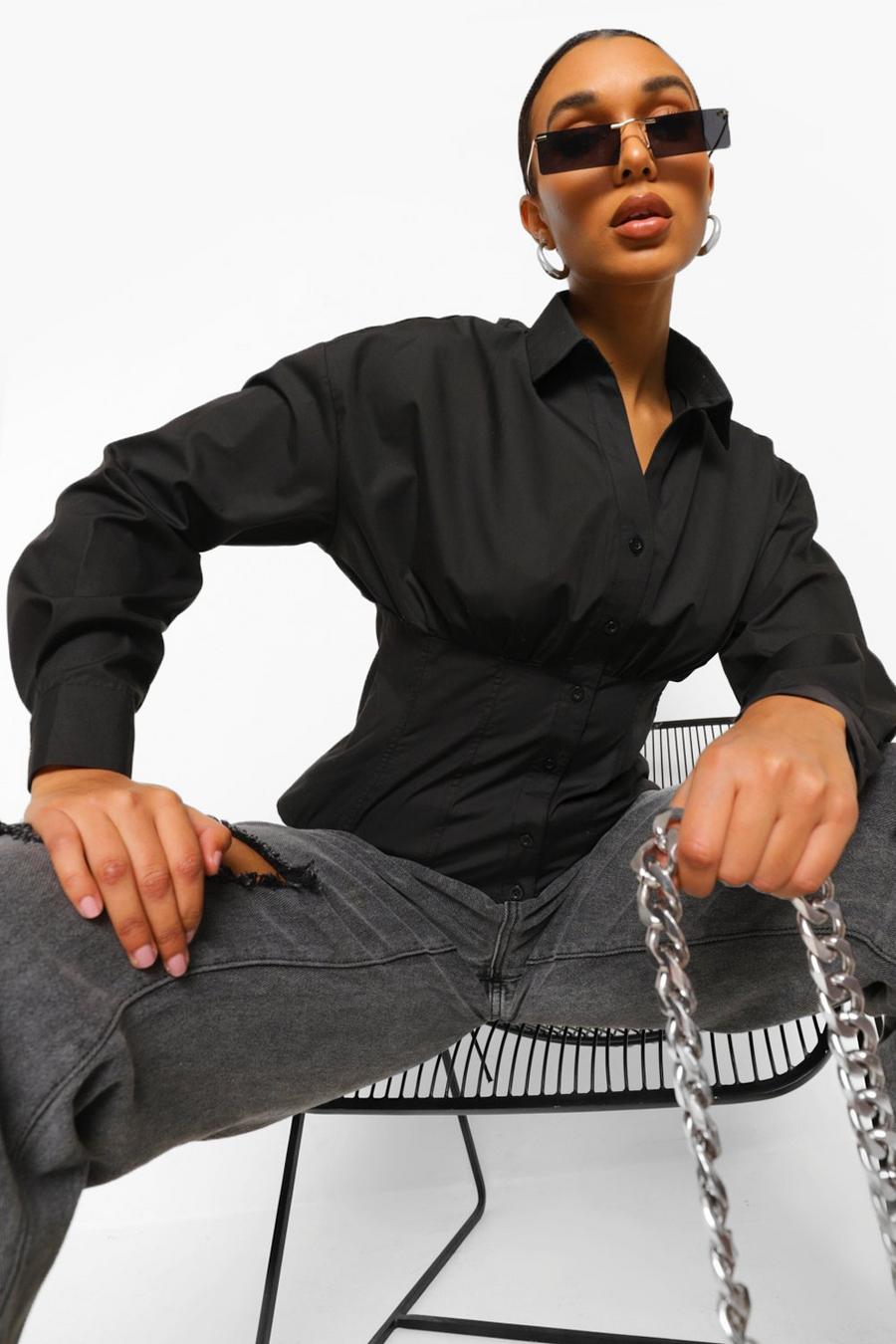 Black Skjorta med korsettdetalj bak image number 1