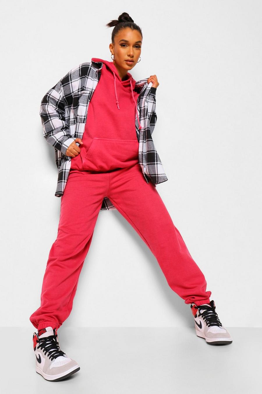 אדום מכנסי ריצה בגזרה משוחררת וצביעה כפולה של Ofcl Studio image number 1
