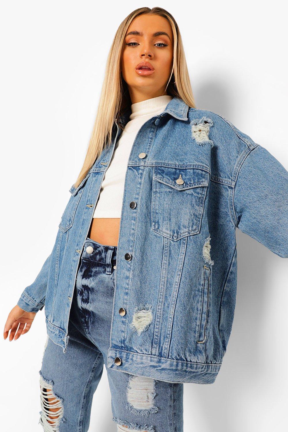 oversized distressed jean jacket womens