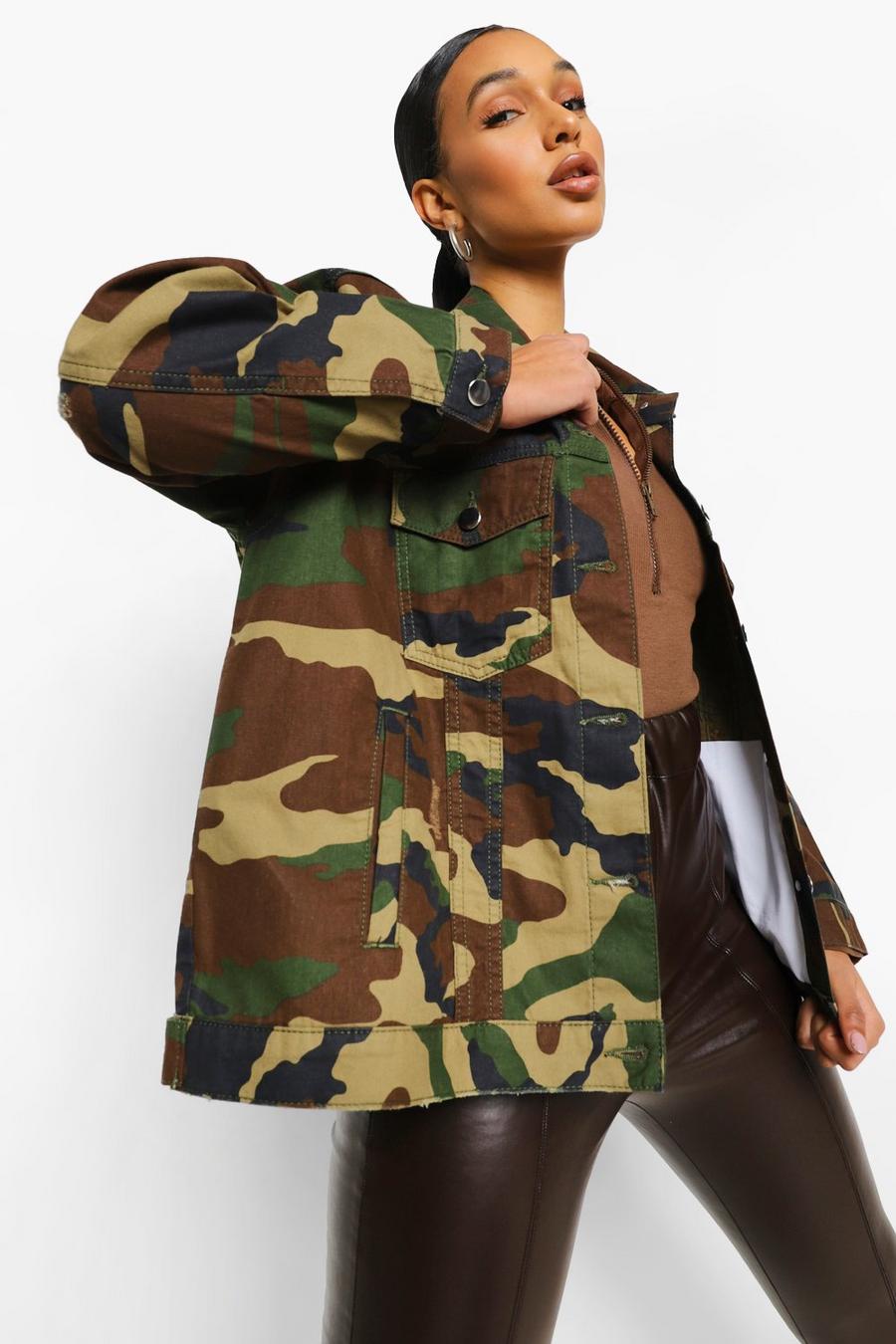 Camo Kamouflagemönstrad skjortjacka i denim image number 1