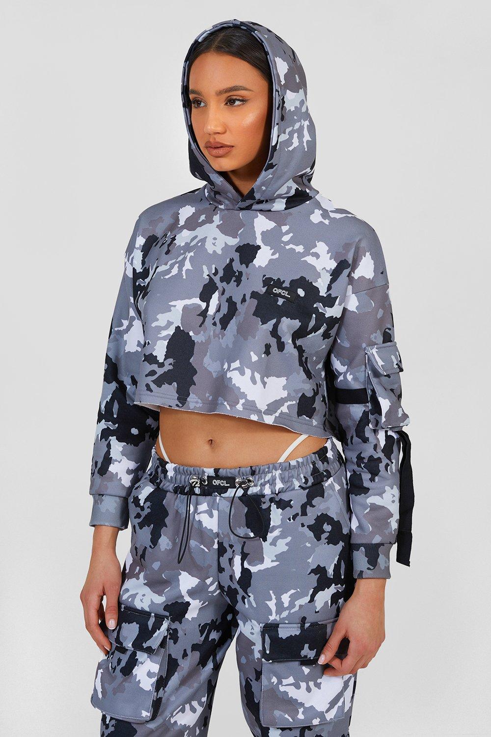 Camo Cropped Hoodie -  UK