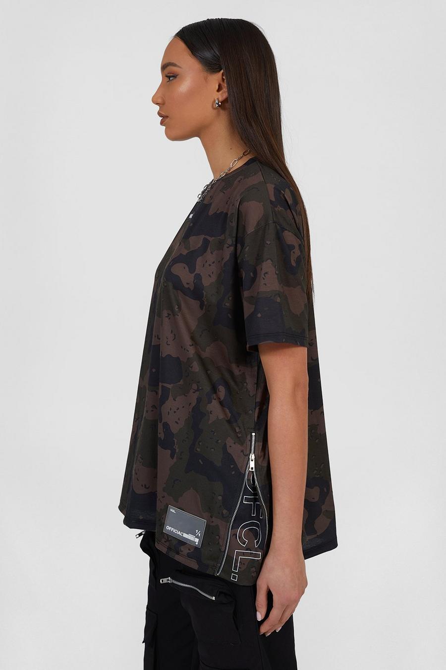 Utility-T-Shirt in Übergröße mit Camouflage-Print, Dunkelgrau image number 1