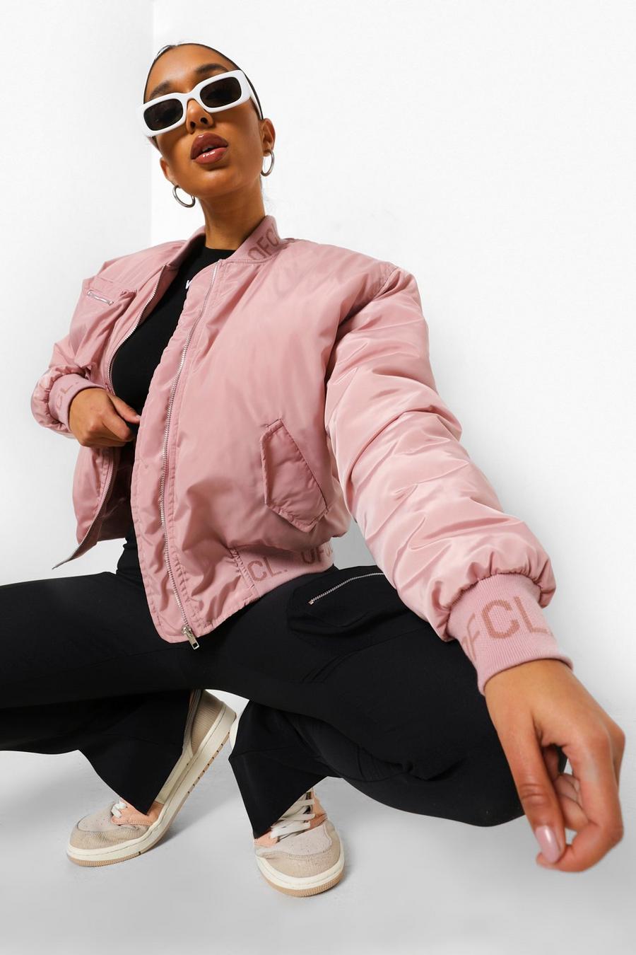 Dusky pink Oversized Utility Bomber With Zip Detail image number 1