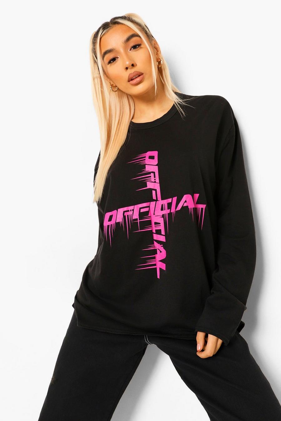 Black Official Printed Long Sleeve T Shirt image number 1