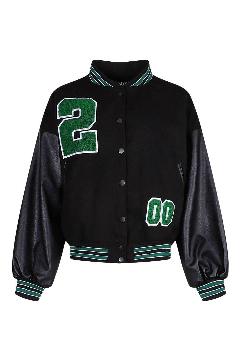 Black and outlet green letterman jacket