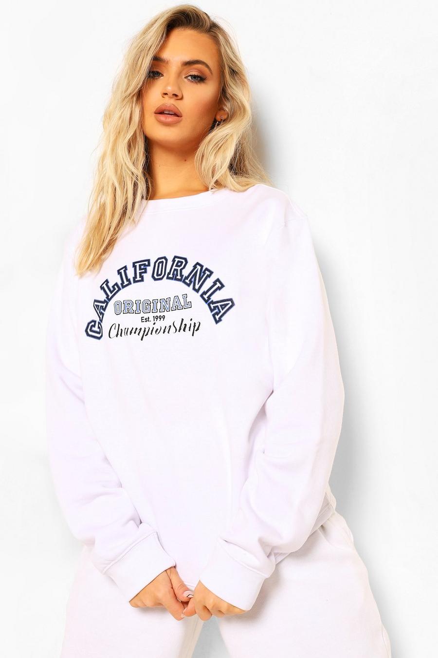 White California Slogan Varsity Sweatshirt image number 1