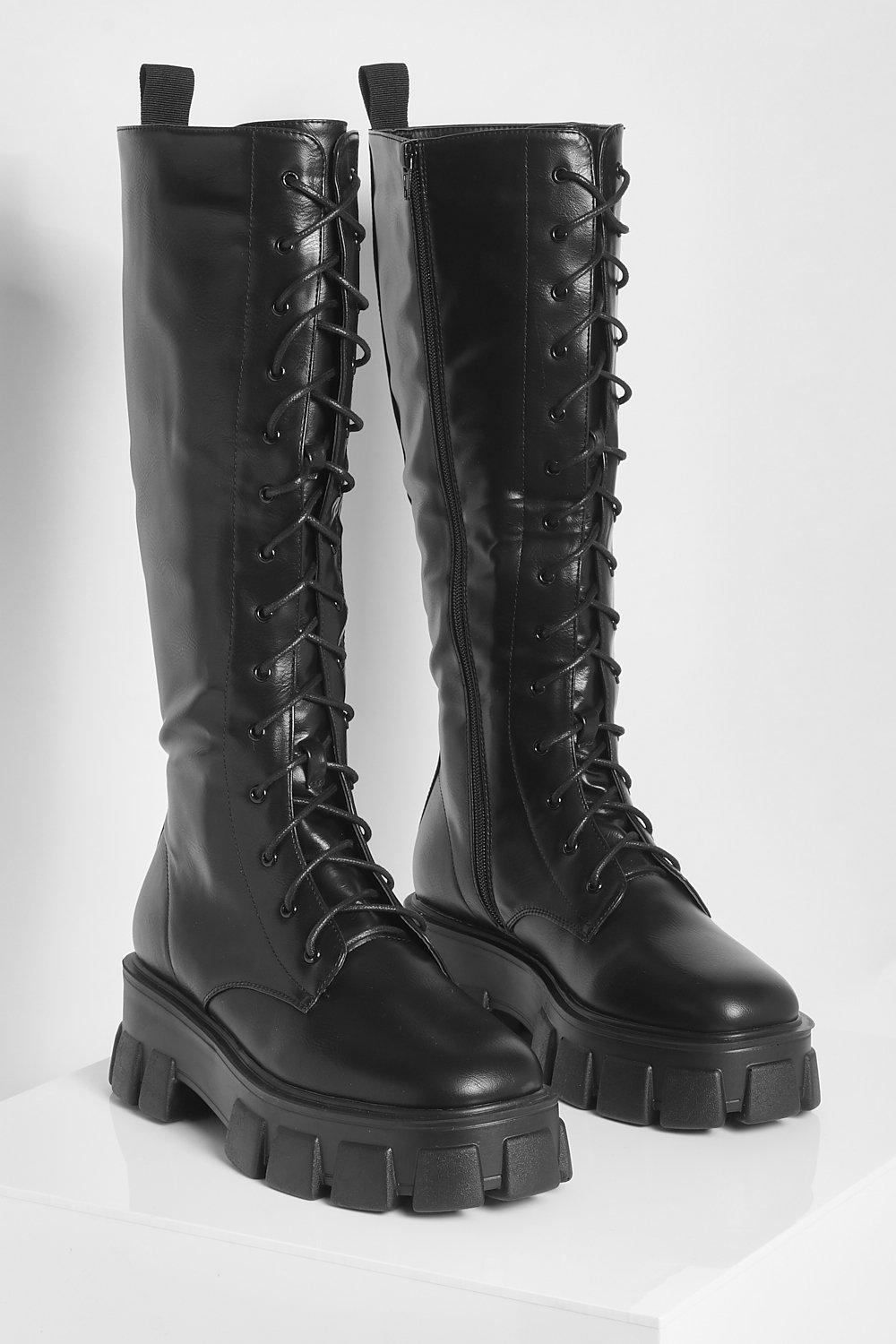 Womens knee store high combat boots