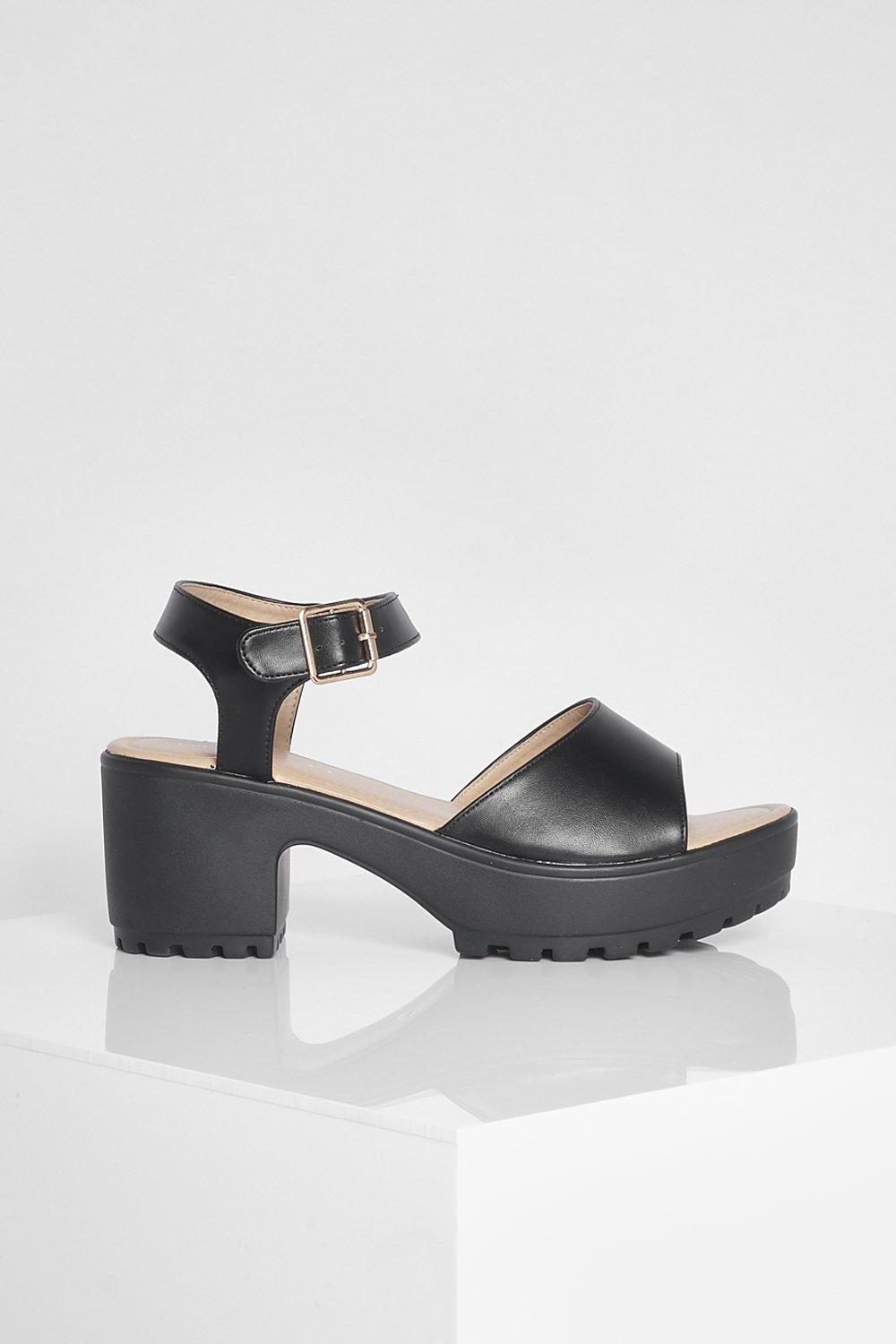 Peep Toe Two Part Lug Sandals