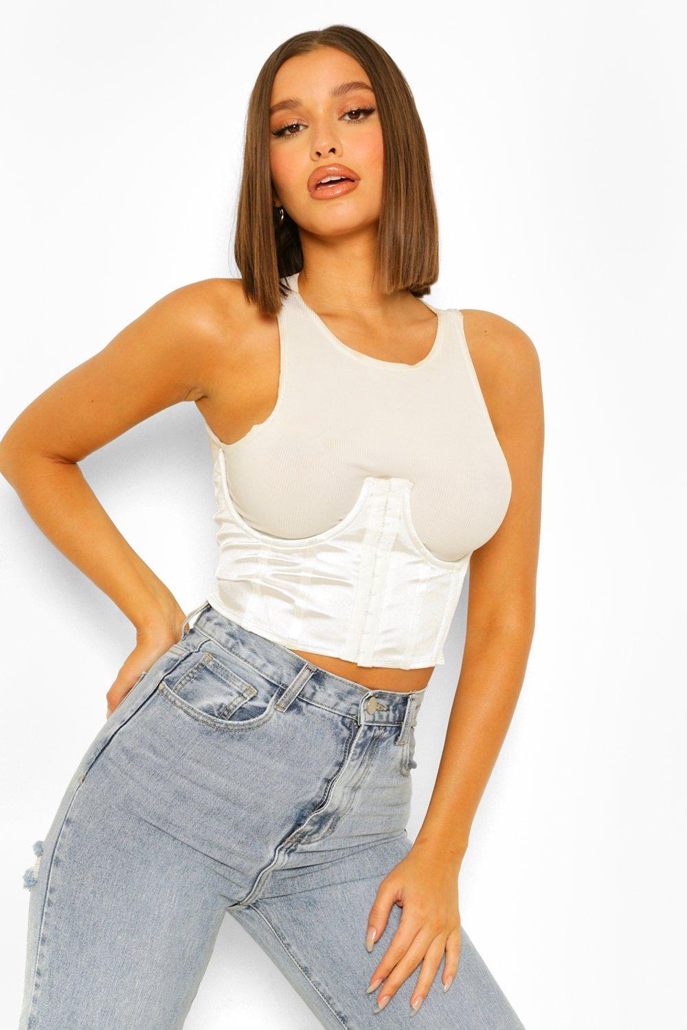 ONLY AT NIGHT UNDERBOOB CORSET TOP #white #button #down #shirt