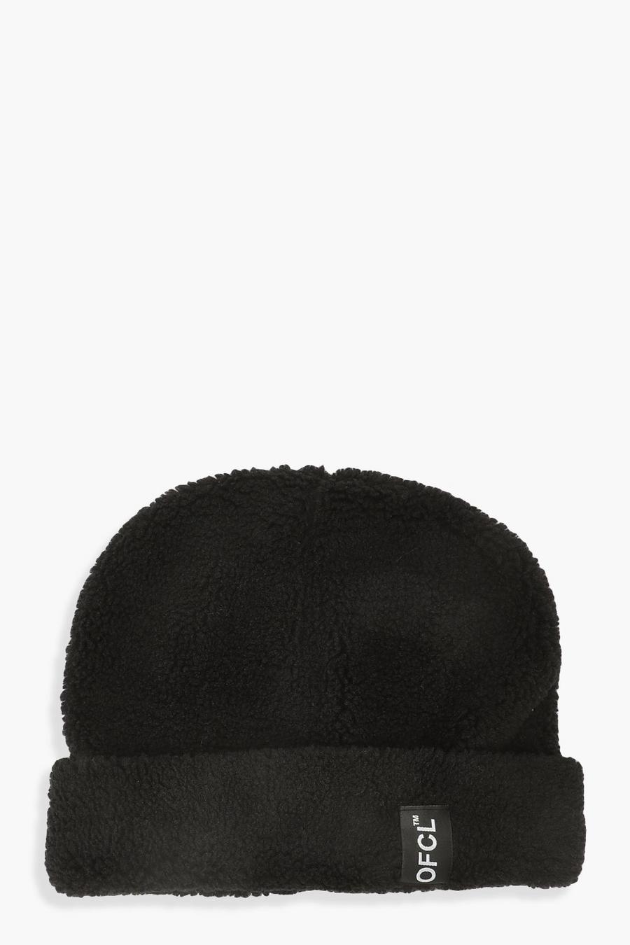 שחור כובע צמר עם לשונית ארוגה עם כיתוב Offcl  image number 1