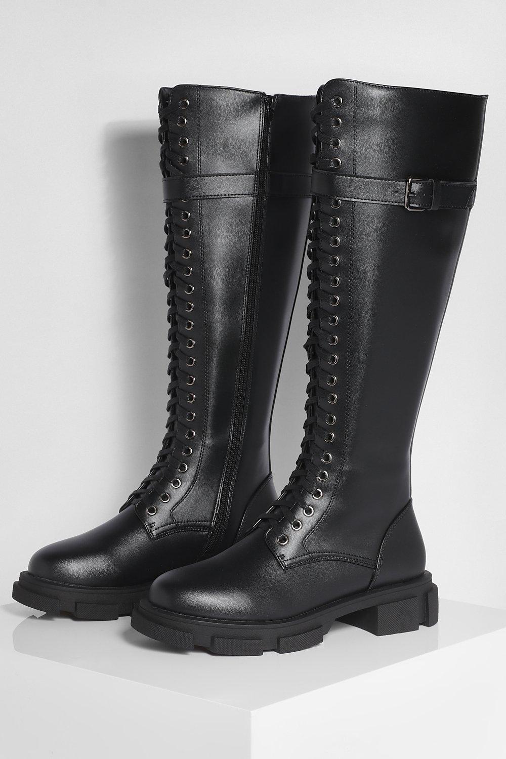 Lace Up Knee High Studded Sole Boots #BLC9442SLK - Jamin Leather®