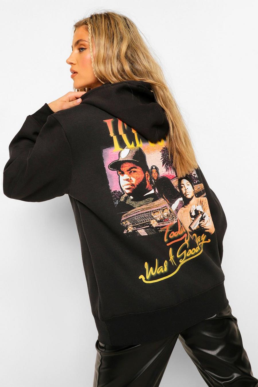 Sudadera con capucha y estampado con foto con licencia de Ice Cube , Negro image number 1