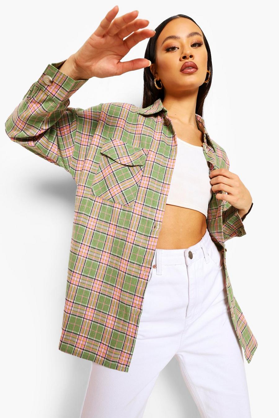 Green Oversized Check Shirt image number 1