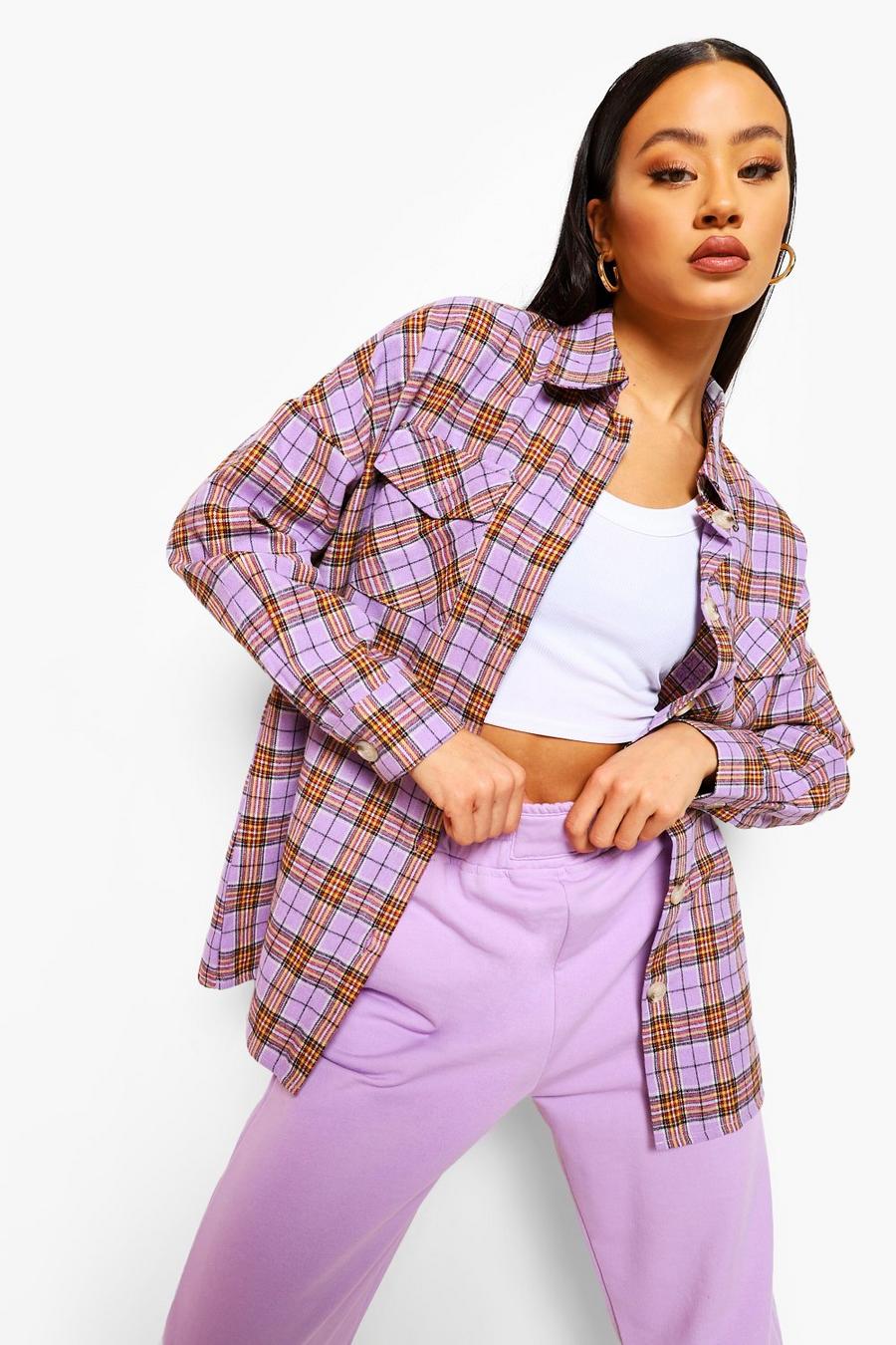 Lilac Oversized Check Shirt image number 1