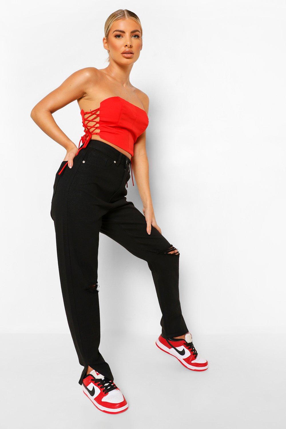 mom jeans split hem