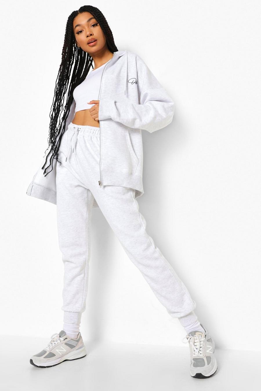 Light grey Oversized Official Zip Hooded Tracksuit image number 1