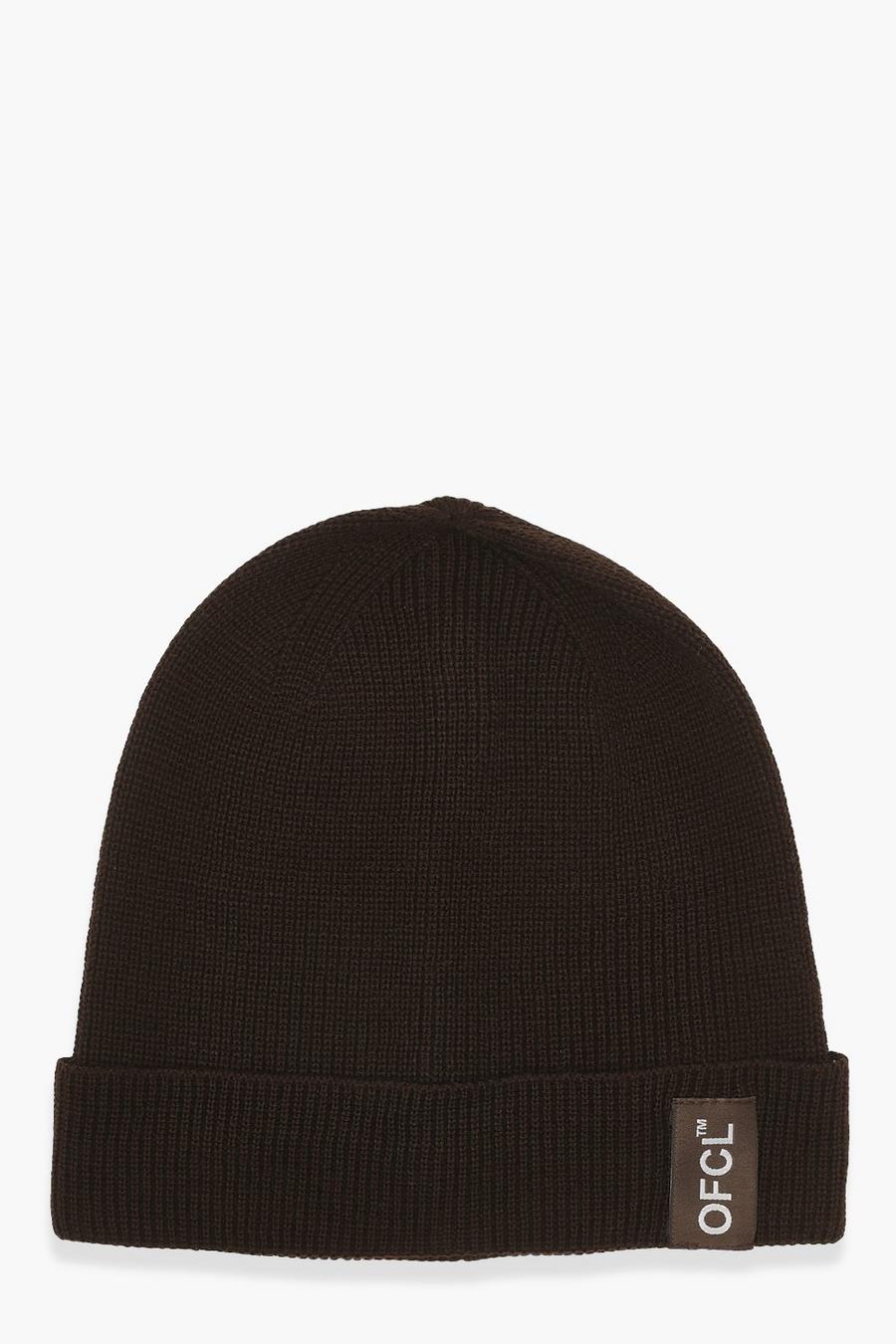 Chocolate Offcl Woven Tab Rib Beanie image number 1