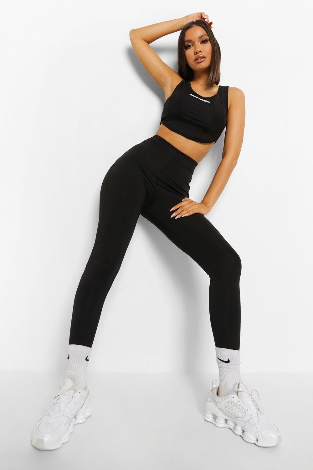 Black Contrast Stitch Leggings by Pushbutton on Sale