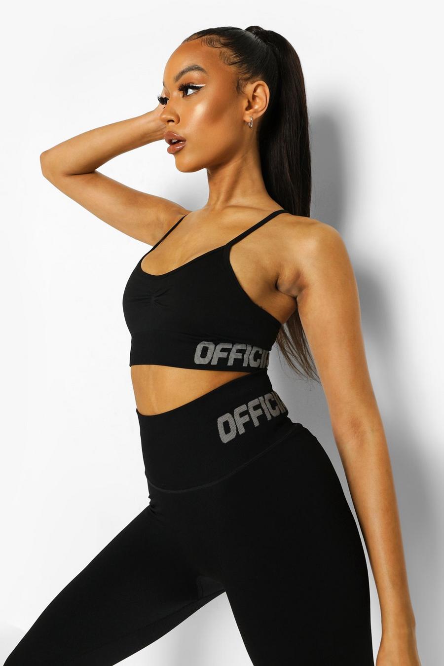 Black Seamless Supportive Sports Bra image number 1