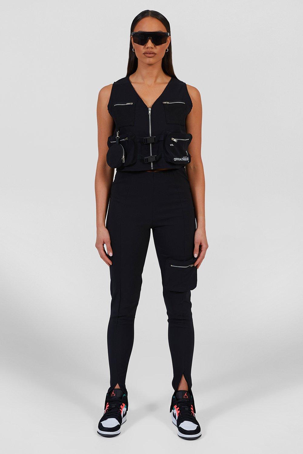 Cropped Utility Vest - Black | Blacktailor