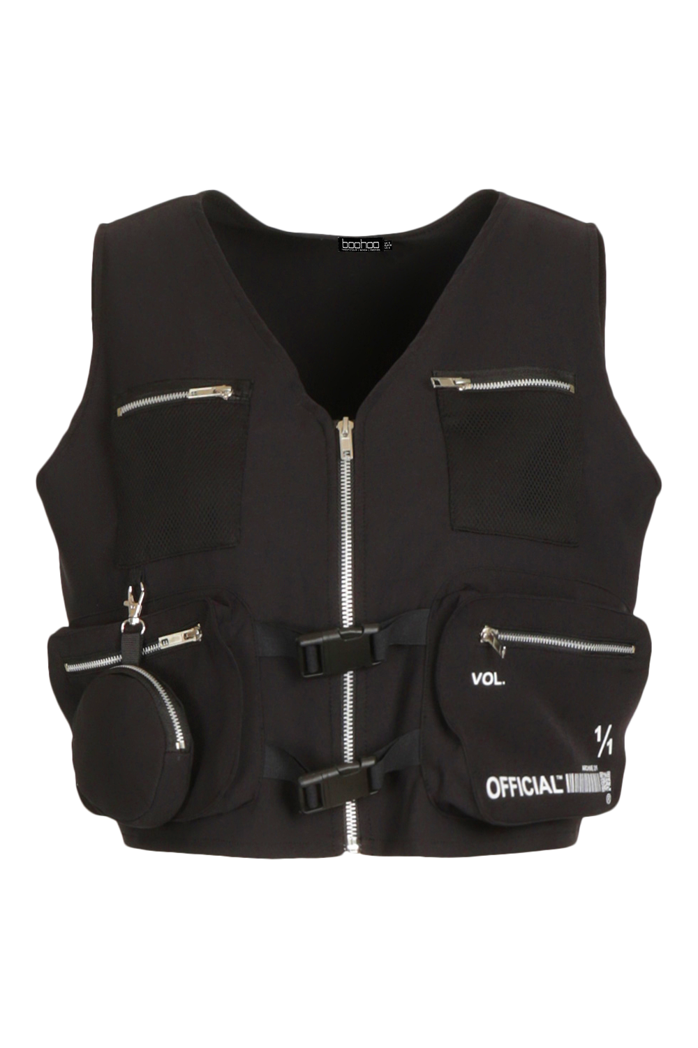 Cropped Utility Vest - Black