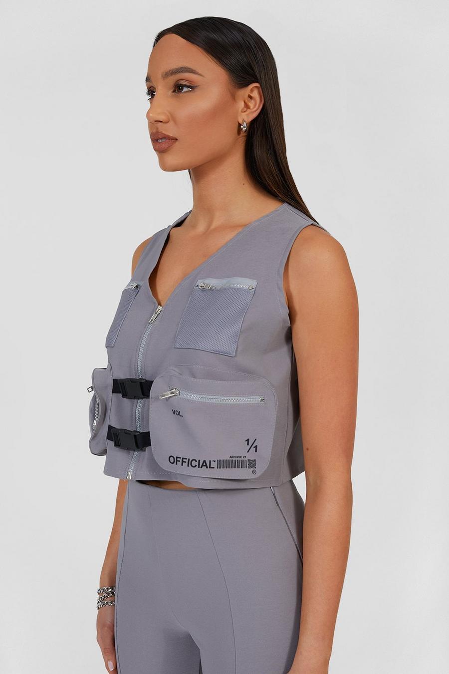Light grey Utility Vest With Detachable Bag image number 1