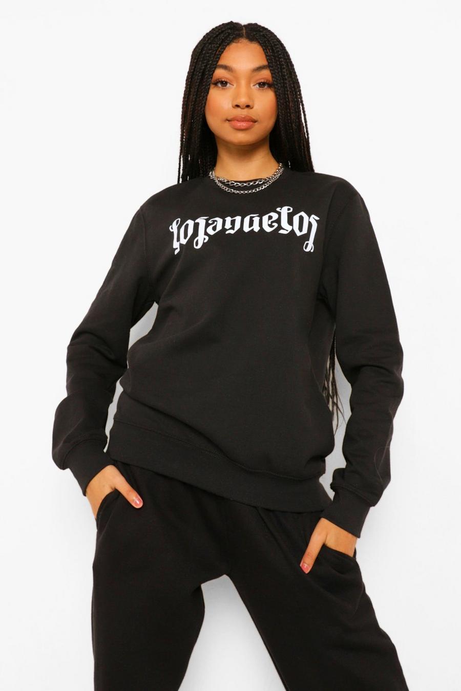 Black Sweatshirt med slogan i gotisk stil image number 1