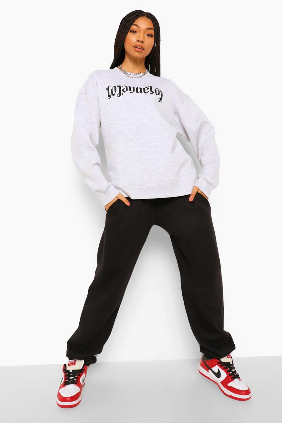Pale grey Sweatshirt med slogan i gotisk stil image number 1