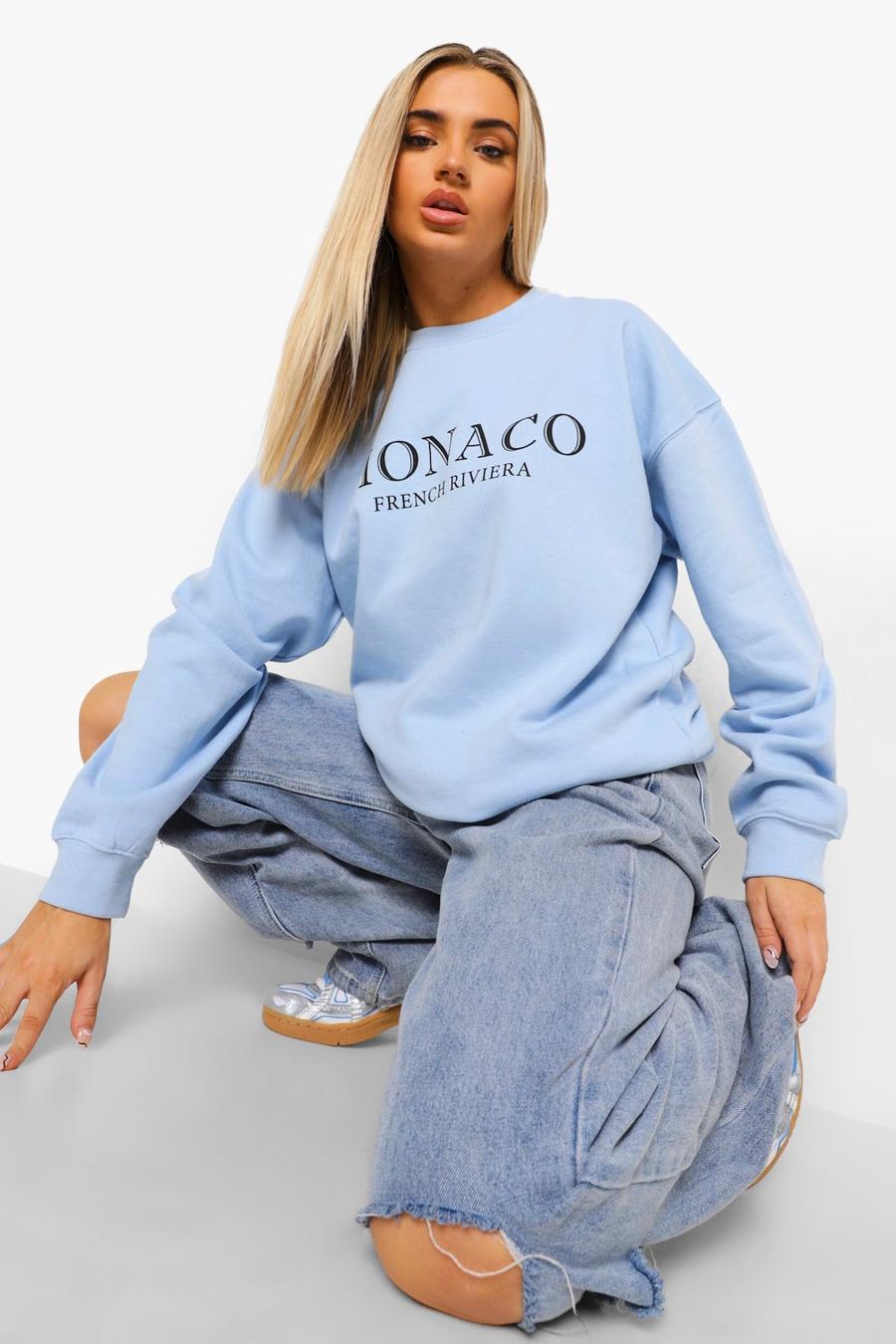"Monaco" Oversize sweatshirt med slogan image number 1
