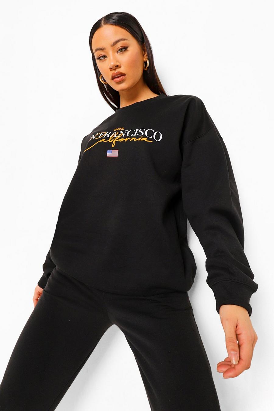 Black Oversize sweatshirt med slogan image number 1