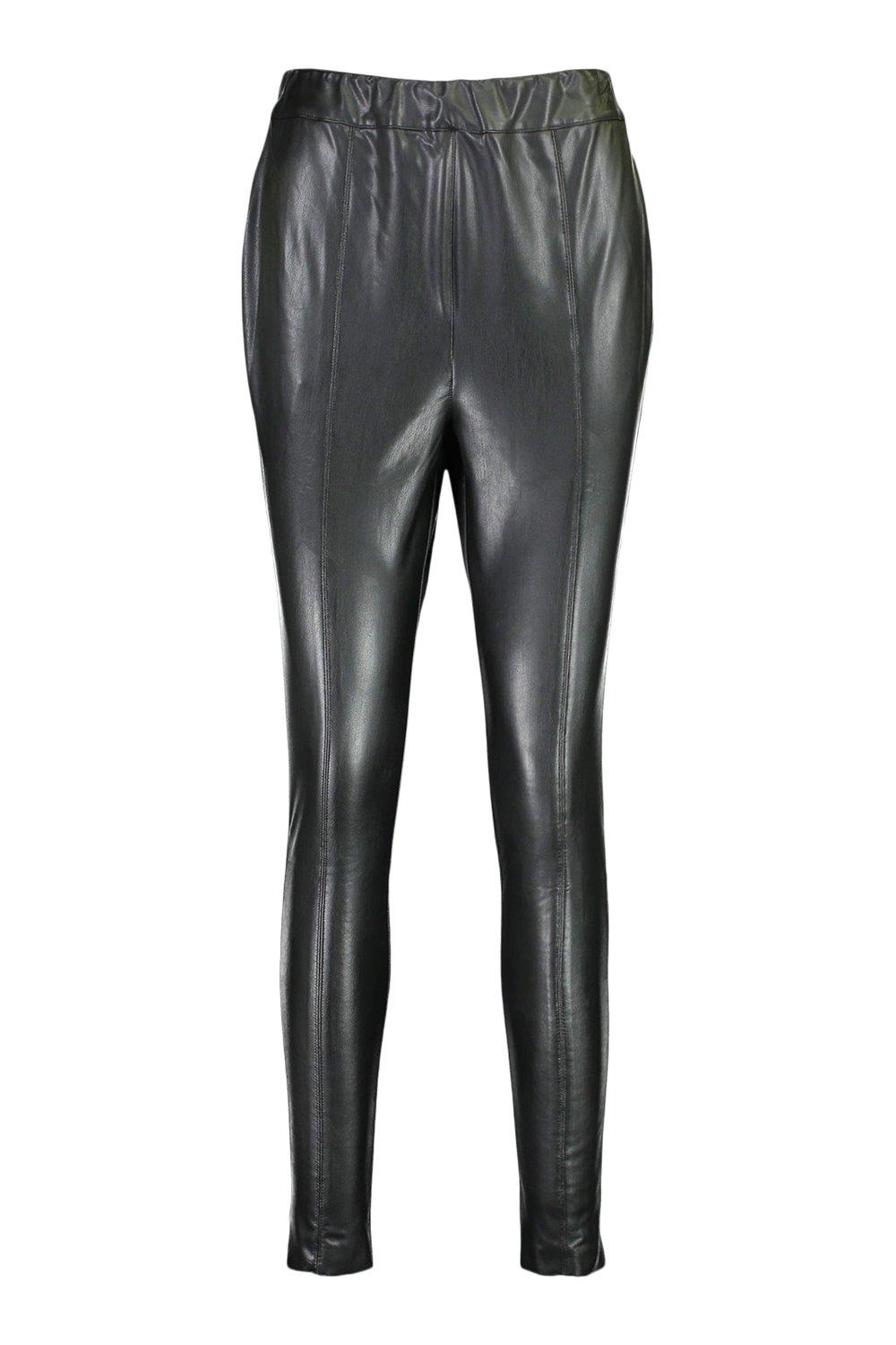 Pantalones moldeadores con detalle de costuras con efecto cuero Premium