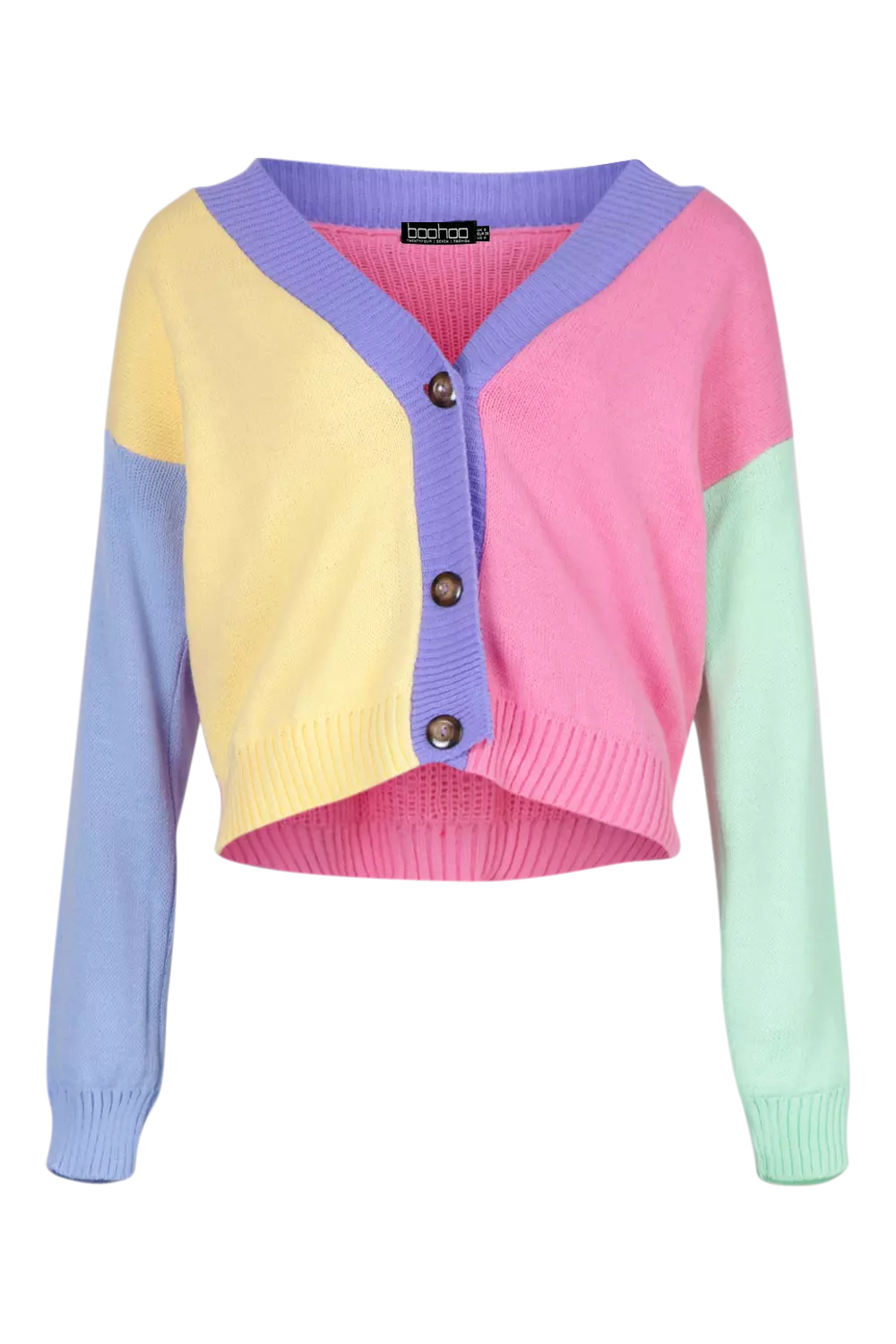 Pink Rainbow Colour Block Cardigan alternative image