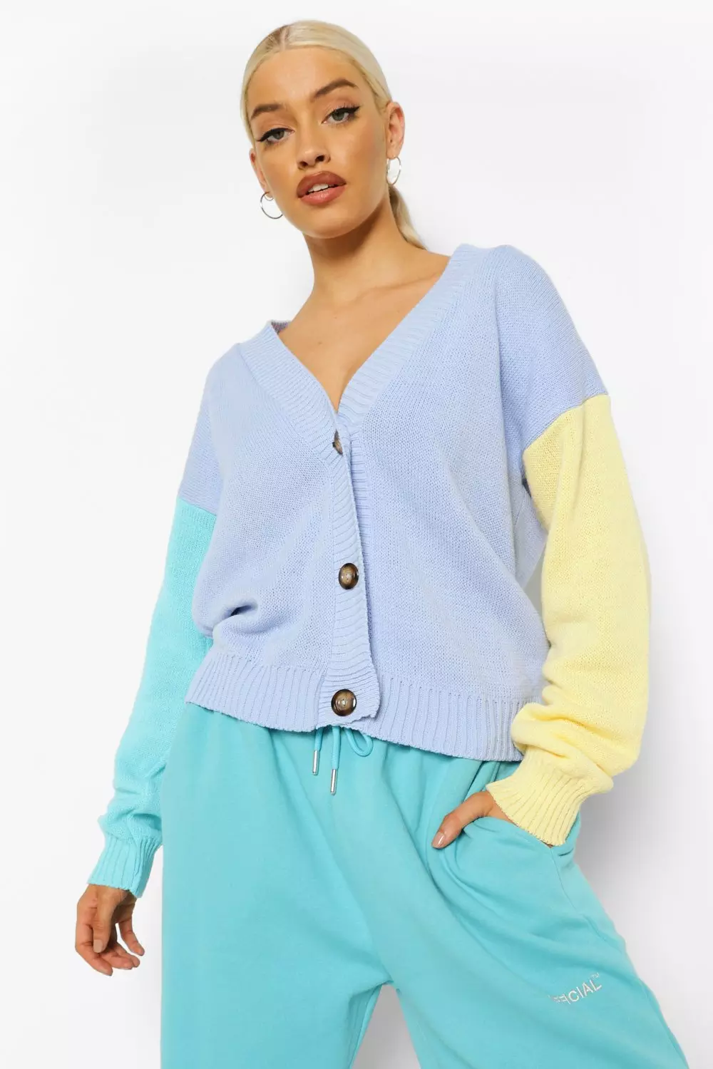 Pastel color 2025 block cardigan