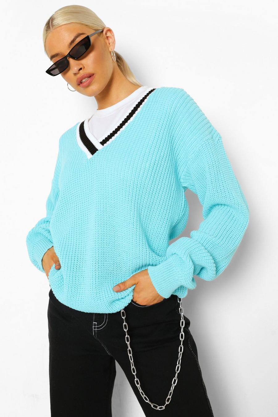 Blue Pastel Varsity Sweater image number 1