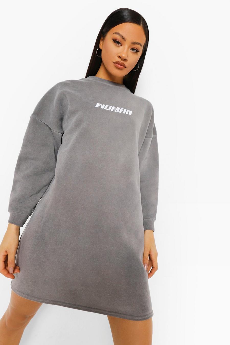 Black Woman Oversize sweatshirtklänning med stentvättad effekt image number 1
