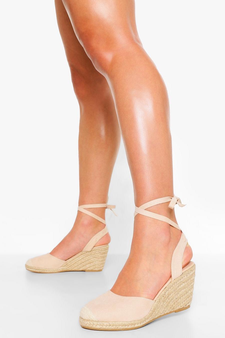 Nude Wrap Up Espadrille Wedges