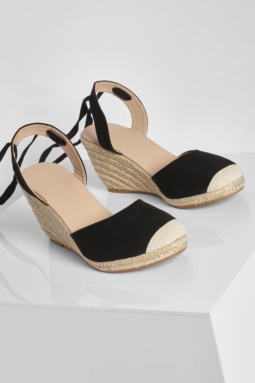 Wide Fit Wrap Up Espadrille Wedges